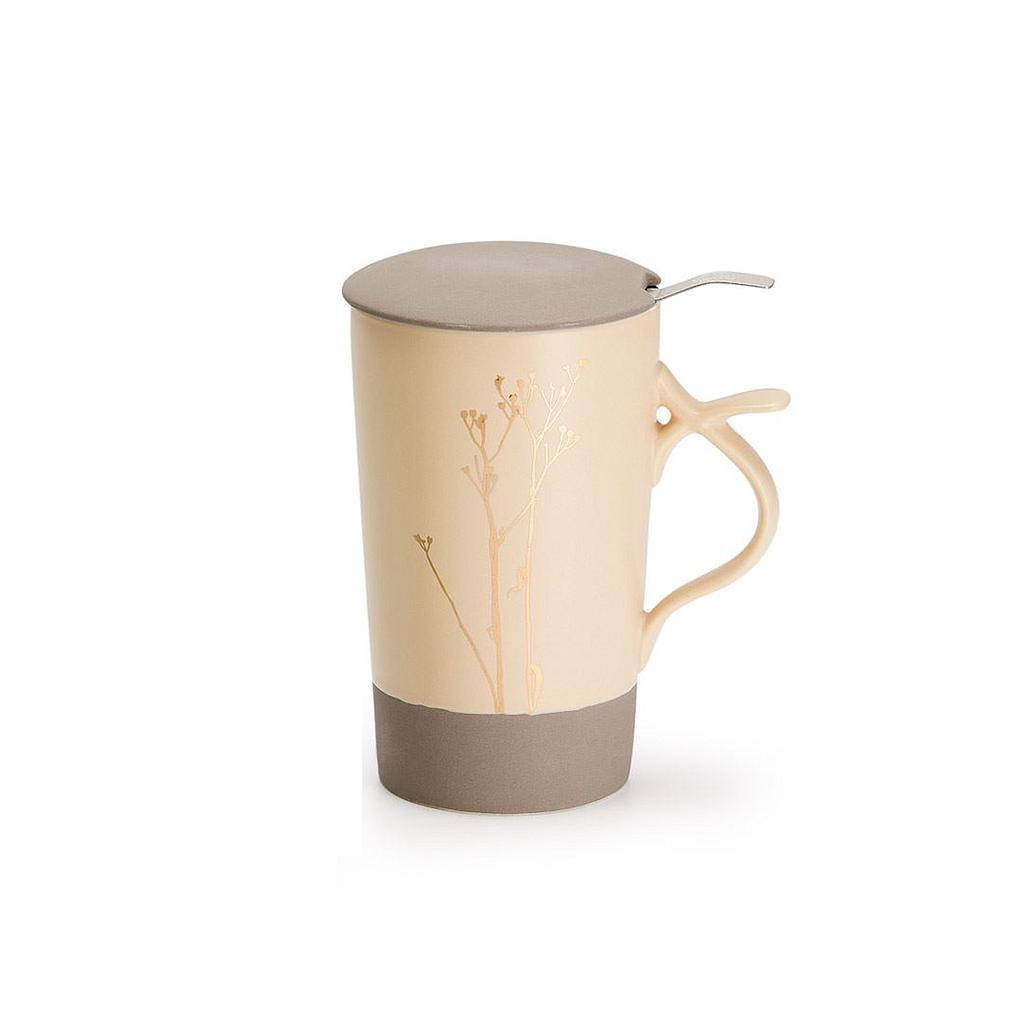 Teamug 0,4L mit Filter creme grau